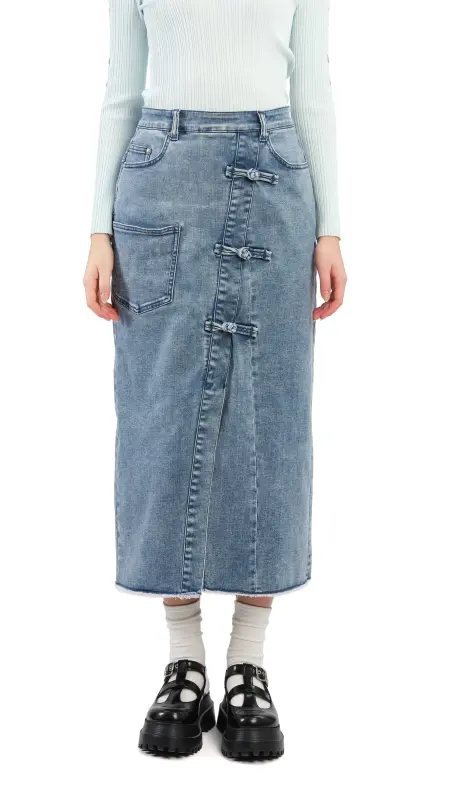 Rebuilt Denim Pencil Skirt online